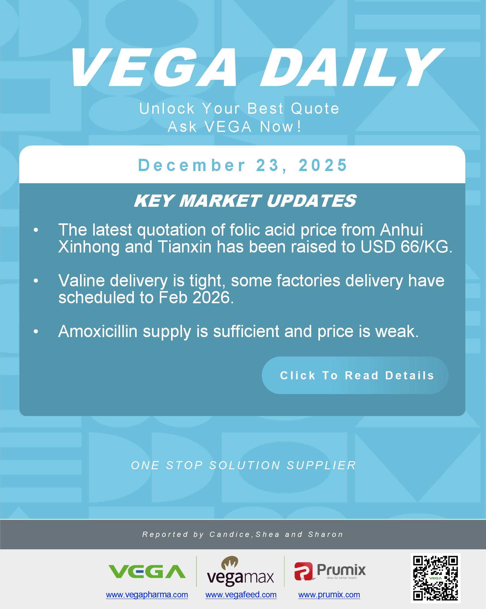 VEGA Daily Dated on December 23rd 2025 Vitamin Amino Acid APl Food Additives.jpg